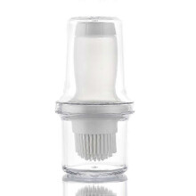 (Grey) Silicone Pressing Oil Bottle Brush with Lid Baking Sauce  Barbecue Sauce Brush Oil Pot Home Kitchen Oil Brush Tool