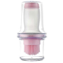 (Pink) Silicone Pressing Oil Bottle Brush with Lid Baking Sauce  Barbecue Sauce Brush Oil Pot Home Kitchen Oil Brush Tool