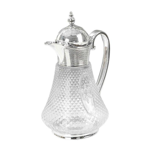 (Silver) Middle Eastern Style Glass Pitcher Glass Water Jug Elegant Portable Coffee 1