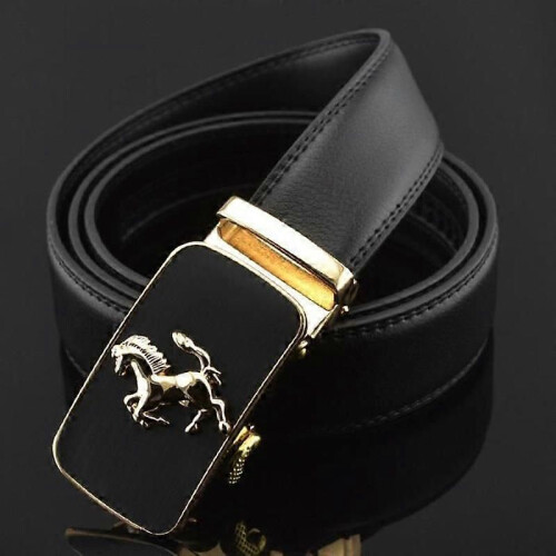 Cowhide Leather Belt - Jaguar - Black - Classic - Automatic Buckle for Men 1