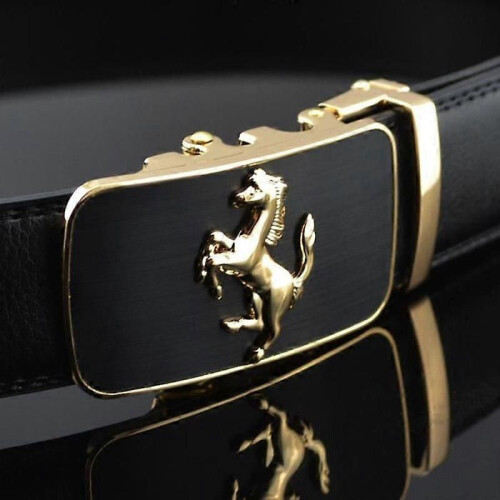 Cowhide Leather Belt - Jaguar - Black - Classic - Automatic Buckle for Men 2