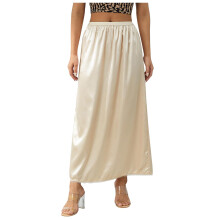 Damen-Slip Beige L aus Weichem Satin mit Spitze, Halber Slip und Langen Unterrock für Puffröcke und Kleider