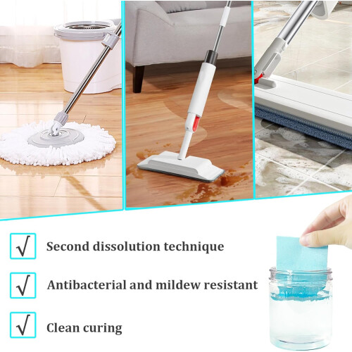 Floor Cleaning Tablets 100 Pack Concentrated Soluble Dry Cleaning Sheets Multi-Effect Eco-Friendly Non-Toxic 1