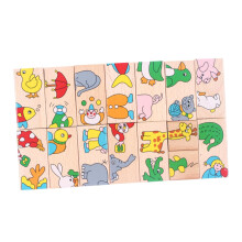 Montessori Wooden Animal Domino Puzzle Set - Rainbow Color Educational Toy for Boys and Girls to Stimulate Imagination and Creativity