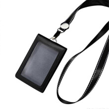 (black jumper) Professional Badge Holder with Clear ID Window Credit Card Slot and Lanyard Convenient for Work and School