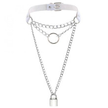 (White) Vintage Choker Collar Necklace,punk Goth Pu Leather Collar Choker Necklace For Men Women Girls Boys
