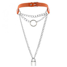 (Orange) Vintage Choker Collar Necklace,punk Goth Pu Leather Collar Choker Necklace For Men Women Girls Boys