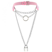 (Pink) Vintage Choker Collar Necklace,punk Goth Pu Leather Collar Choker Necklace For Men Women Girls Boys