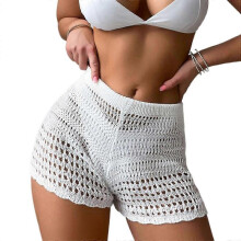 (M, White) Women Highs Waist Swimsuit Bottom Hollow Out Swim Shorts Cover Up Solid Color Swimsuit Bottom Cover Up for Beachwears  Black L