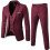 (S, Red) Men's 3 Piece Slim Fit Suit Set One Button Solid Jacket Vest Pants Business Set 1