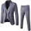 (M, Grey) Men's 3 Piece Slim Fit Suit Set One Button Solid Jacket Vest Pants Business Set 1