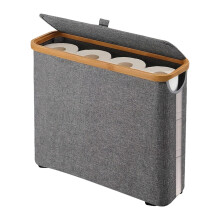 Stylish Toilet Paper Organizer, Space-Saving Design for 12 Rolls, Breathable Material in Light Grey or Black