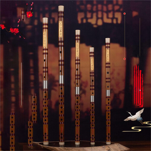 White Copper Double-Tuned Two-Piece Professional Bamboo Flute for Experts, Key E, High-Quality Craftsmanship 1