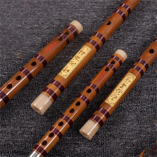 White Copper Double-Tuned Two-Piece Professional Bamboo Flute for Experts, Key E, High-Quality Craftsmanship 2