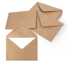 Kraft Paper Envelopes with Wet Seal, Pointed Flap, DIN B6 Size 184 x 133 mm, Brown, Ideal for Greeting Cards and Invitations, Pack of 50