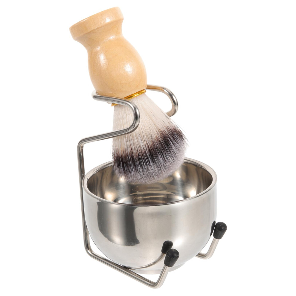 Beard Brush Set for Men - Barbershop Accessories, Manual Shaving Brush, Wood Shaving Foam Bowl, Beard Care Tools