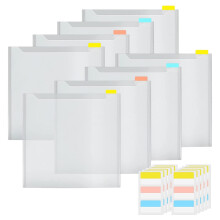Photo Organiser 12 x 12 cm with Adhesive Index Tabs, Transparent Material, Space-Saving Scrapbook Storage (8 Organizers + 30 Tabs)