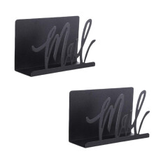 Black Metal Mail Holder and Letter Stand Set for Desk Organization in Home Office, Envelope Rack, Modern Design