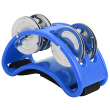 Jingle Foot Tambourine Percussion Bell with Nylon Strap for Drums and Guitar - Blue Color, Lightweight Design, Adjustable Size