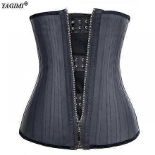 (S) 100% Latex Waist Trainer Body Shaper Corset Tummy Control Belly Girdles Hook and Zip Design 25 Steel Bones Sweat Belt