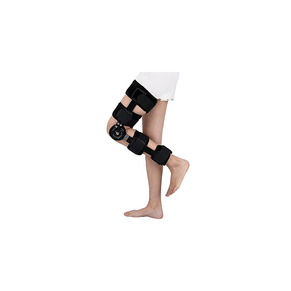 Adjustable Knee Brace with Hinge for Left Leg, Patella Support Orthosis, Stabilizer Pad, Orthotic Splint Wrap