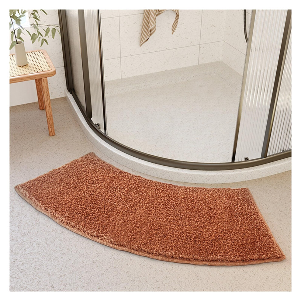 Non-Slip Corner Shower Mats, Quarter Circle Microfiber Bathroom Rug, Washable Bathtub Mat in Gray and Brown, One Size-image-OPC-PK822QB-NEW