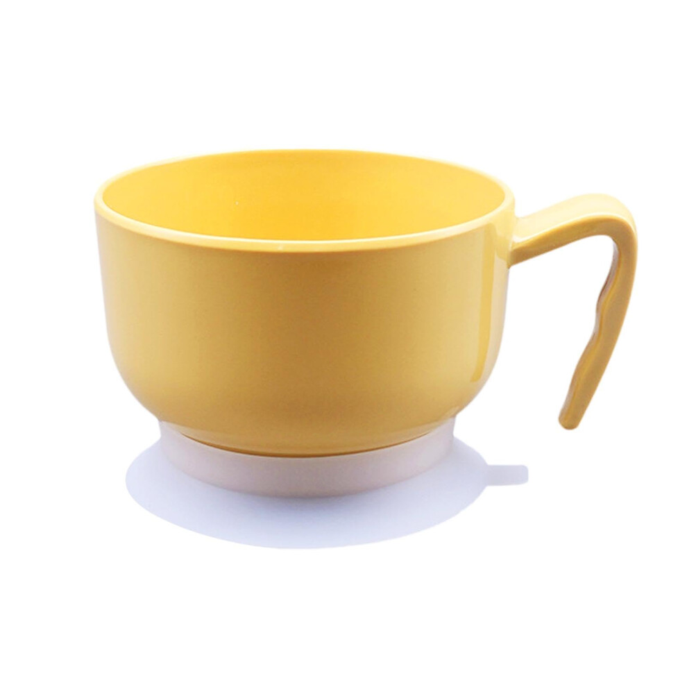 Yellow Food-Grade Bowls For Seniors, Suction Cup Rice Bowls With Handle, Self-Feeding Dinnerware, Soup Bowls