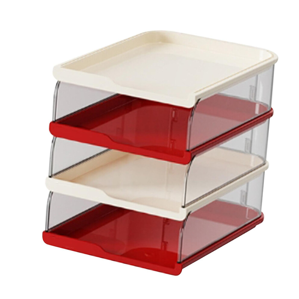 Desktop File Organizer - 4-Tier Document Holder for Desk, Red-White, Newspaper and File Storage Rack, Bookshelf Style-image-OPC-PK822WY-NEW