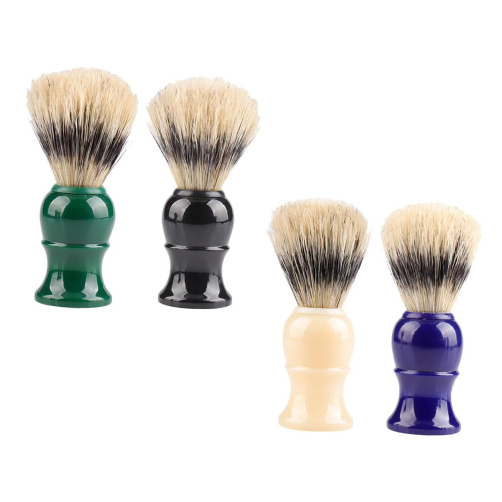Foam Shaving Brushes Pack of 4 - Portable Moustache and Beard Care Brushes for Men, Soft Bristles, Easy Grip