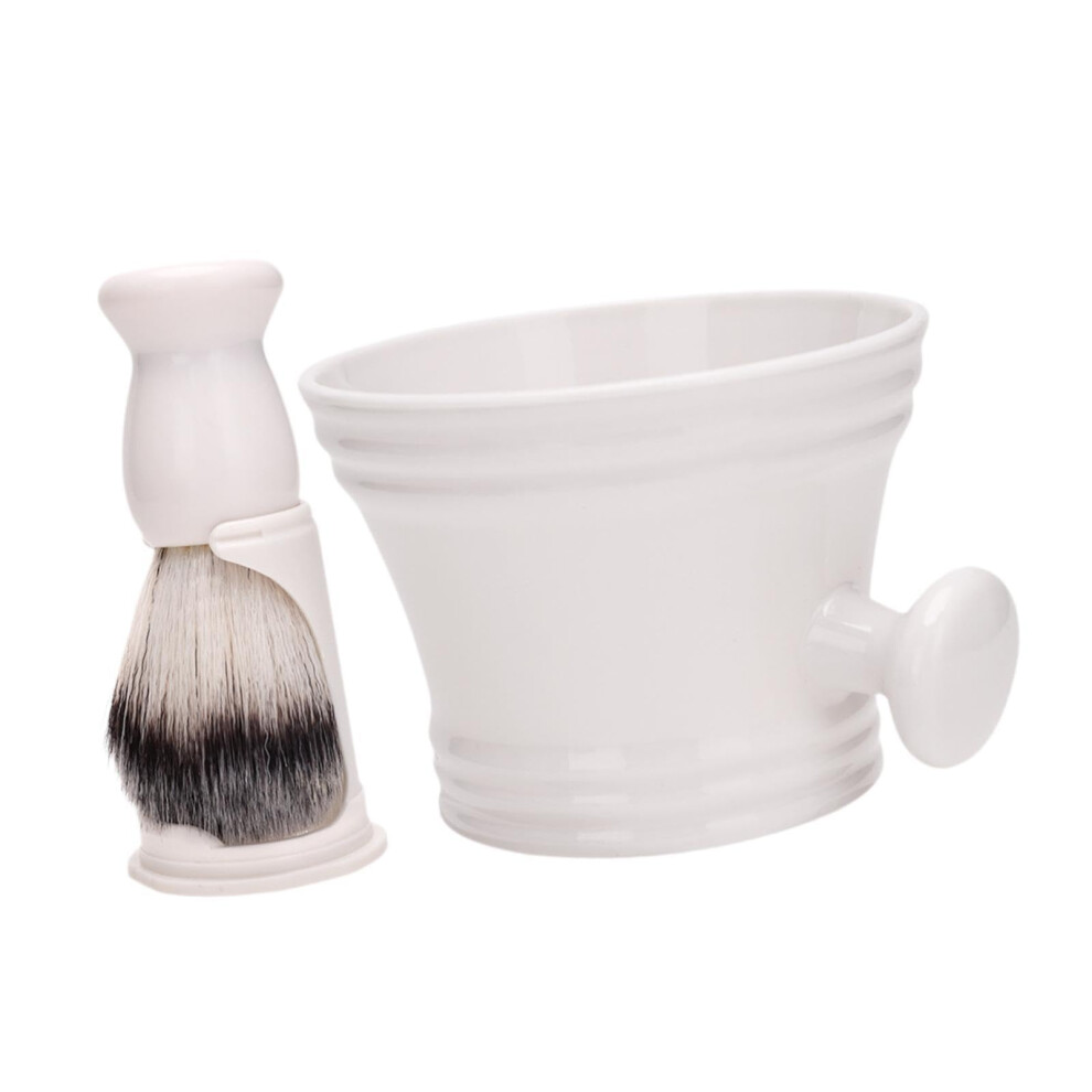 White Cleaning Bowl Shaving Brush Set With Shaving Cup And Soap For Men, Wet Shaving Kit For Boyfriend, Dad,