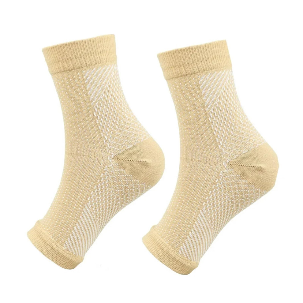 Ankle Protection Compression Foot Cuff Support Brace Socks for Sports, Anti-Fatigue, Skin Color, Size S/M