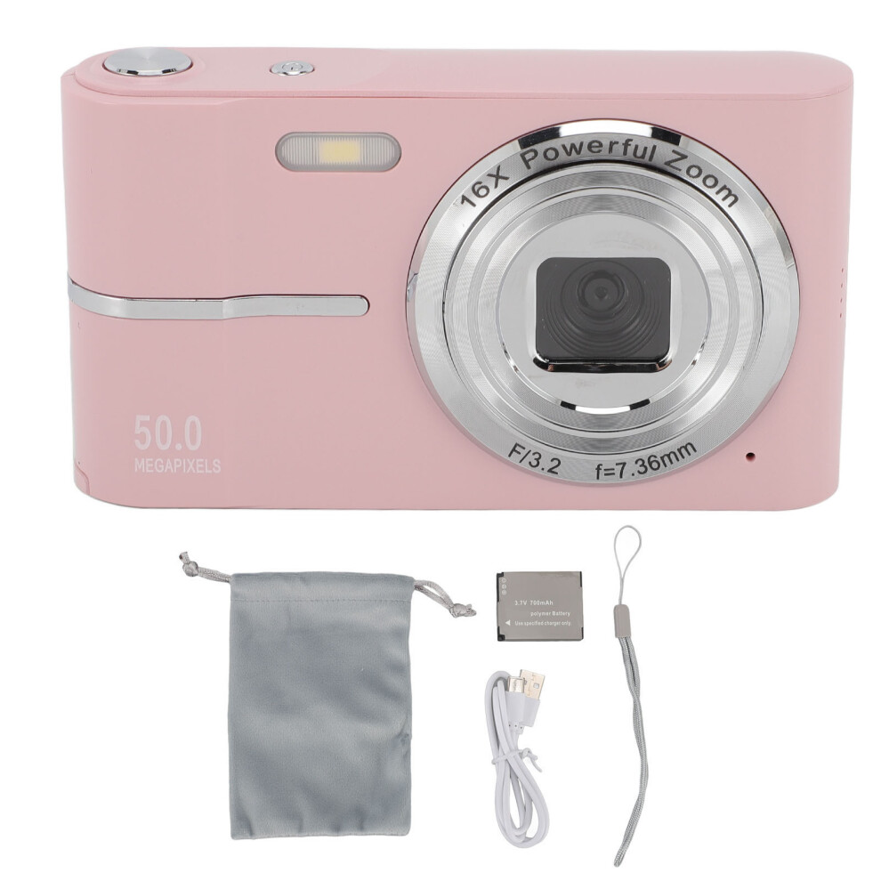 Digital Camera 50Mp 1080P Fhd Auto Focus 16X Zoom Pink 8320539577715