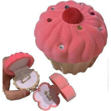 (Cake) Velvet Jewelry Box Flower Cake Ring Box Cute Jewelry Organizer Gift Box