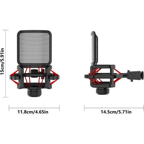 Microphone Shock Mount Adjustable Stand for Condenser Microphones, Studio Broadcasting, Durable Material, Compatible with Most Mics 2