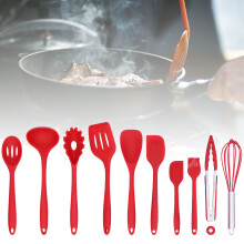 10 Stück Silikon Küchenutensilien-Set, Rot – Antihaft, Langlebig