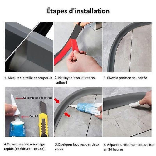 Vikbar duschbarriär - Duschdörrstätning - Grå - 100cm - Retentionssystem 2