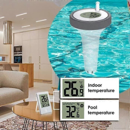 Floating Wireless Pool Thermometer, Digital Connected Pool Thermometer with LCD Radio Receiver, Range 2