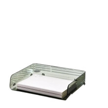 Letter Tray File Organiser A4 Size Green Large Stackable Desktop Paper Shelf Transparent Magazine Rack
