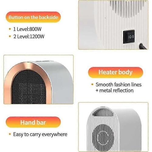 Additional heater - Electric - PTC ceramic - 800/1200 W - Silent - Portable 2