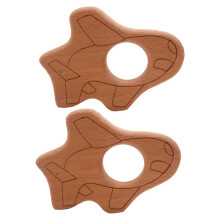 Wooden Airplane Teething Toy Set of 2 for Toddlers, Smooth Polished Surface, Safe and Versatile Baby Plaything