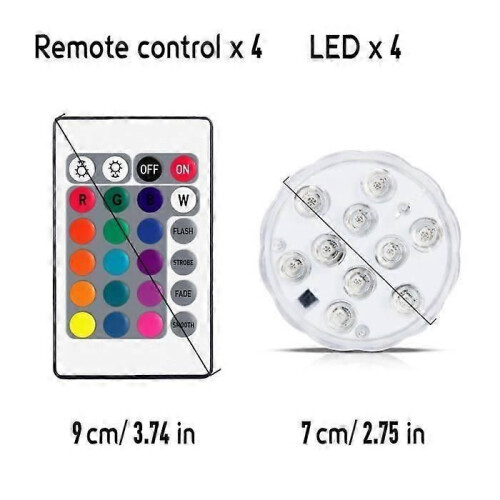 Lot de 4 lampes LED submersibles, étanches, avec télécommande et changement de couleur 2