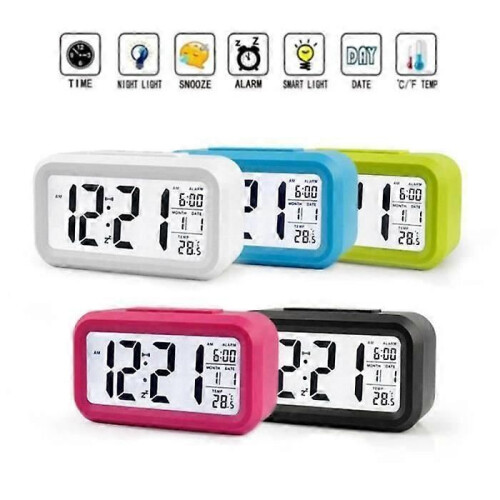 Alarm Clock - White - Smart Thermometer - LCD Screen - Alarm - Snooze Function 1