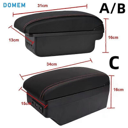 (B Style Beige 3 USB)For Seat Ibiza 6L armrest box double layer usb 2