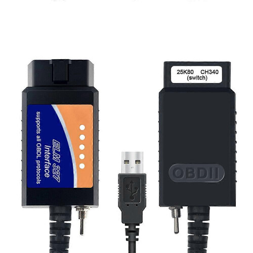 TOP ELM 327 V1.5 USB OBD 2 ELM327 Switch För Ford Forscan ELMconfig Code Reader Scanner PIC18F25K80 1