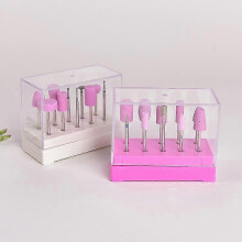 (White) 10 Holes Nail Art Drill Bit Holder Stand Displayer Organizer Manicure Box Tools New