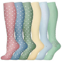 (S M) 6-Pack Compression Socks for Sports & Yoga Graduated Support, Muscle Recovery, Unisex Calf High 18