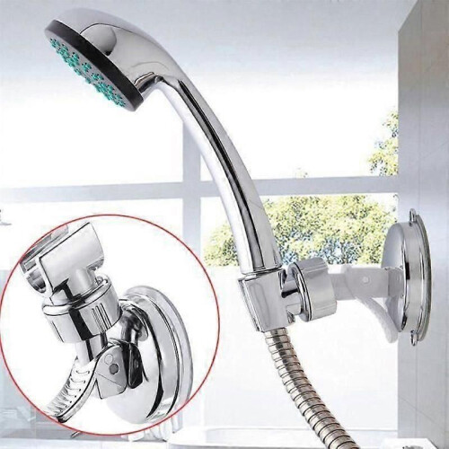 Shower suction cupChrome Metal Wall Mount Shower Head Bracket 5kg Max Load Bathroom Accessory 1