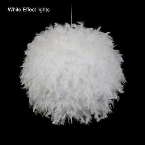 Lustre de plafond de luxe moderne avec boule de plumes blanches, lampe suspendue E27 2