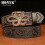 Bälte - Äkta nötskinn - Automatiskt ormspänne - Bredd 130 cm - Modestil - Brun 3