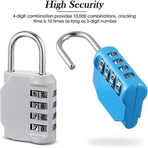 6 Pack 4 Digit Combination Padlocks - With Numerical Code - For External Key - With Hardened Shackle 1